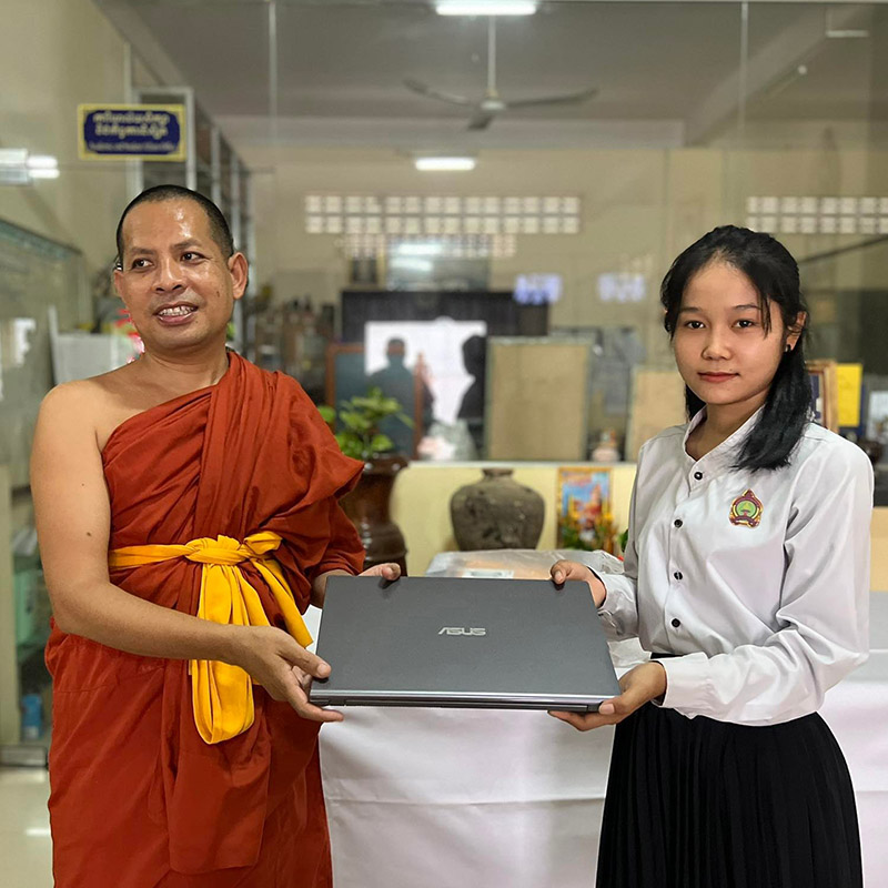 Malay receiving new laptop